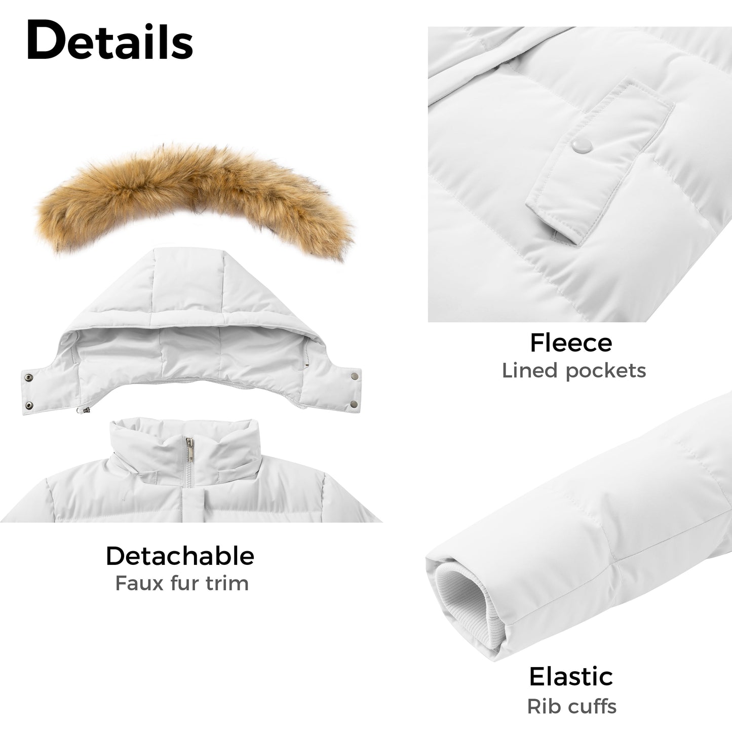 Women'S plus Size Winter Coat Warm Puffer Jacket Hooded Outerwear Coat Black 4XL